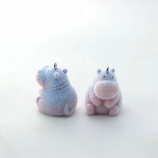BBB 267 (r) Hippo Cute Fur 3D Flocking Resin charm ( 1 pc ) ( 32mm )