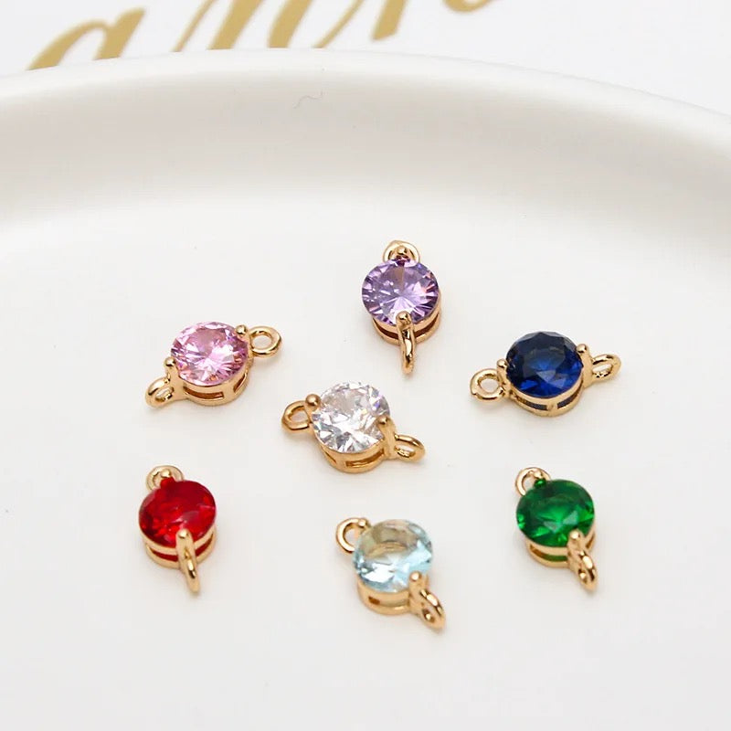 CZ 1361 light blue gold plated crystal connector- per piece - anti tarnish