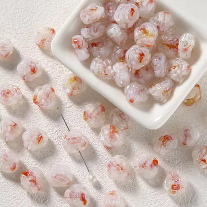 BBB 380 Rose flower glass bead ( 1 pc ) Lampwork Bead ( 8*12mm )