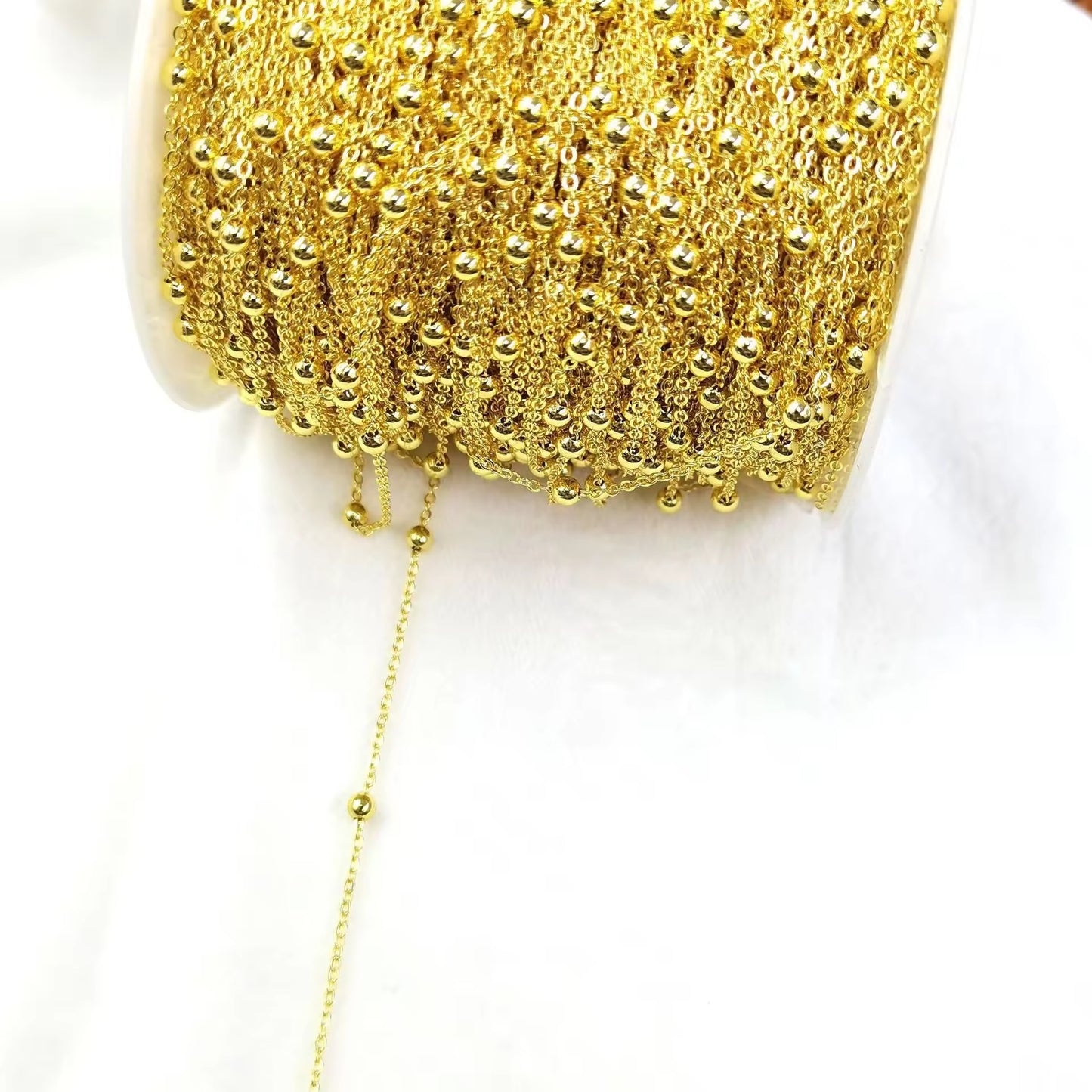 CN 387 Satellite Bead Chain 18k gold plated ( 1 feet ) Anti tarnish