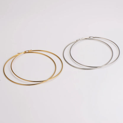 STS86 Big round geometric hoops - 18k gold plated stainless steel - per pair - anti tarnish