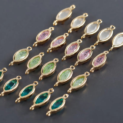 SS 3177 White Petal Zircon Connector 18k gold plated charm ( 1 pc ) anti tarnish ( 14*5mm )