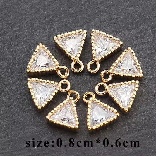 SS 3180 Triangle Zircon 18k gold plated charm ( 1 pc ) anti tarnish