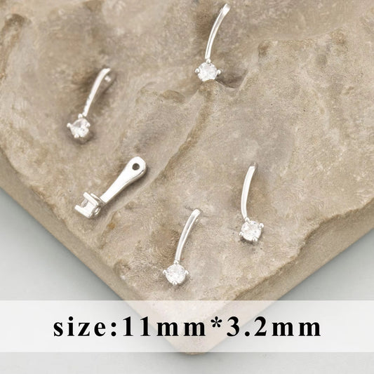 SS 3182 Zircon Silver plated charm ( 1 pc ) anti tarnish