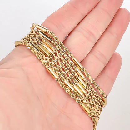 CN 169 bar twisted 18k gold PVD plated 316 Stainless steel chain ( 1 feet ) Anti tarnish