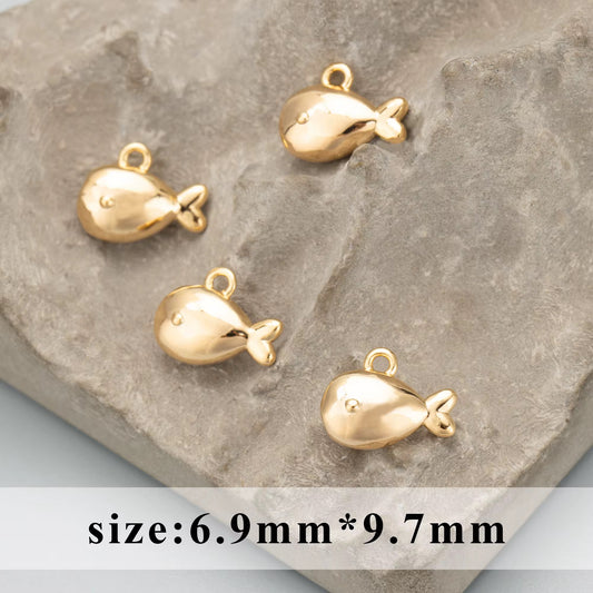 SS 3045 Fish Zircon Charm 18k Gold plated ( 1 pc ) Anti tarnish