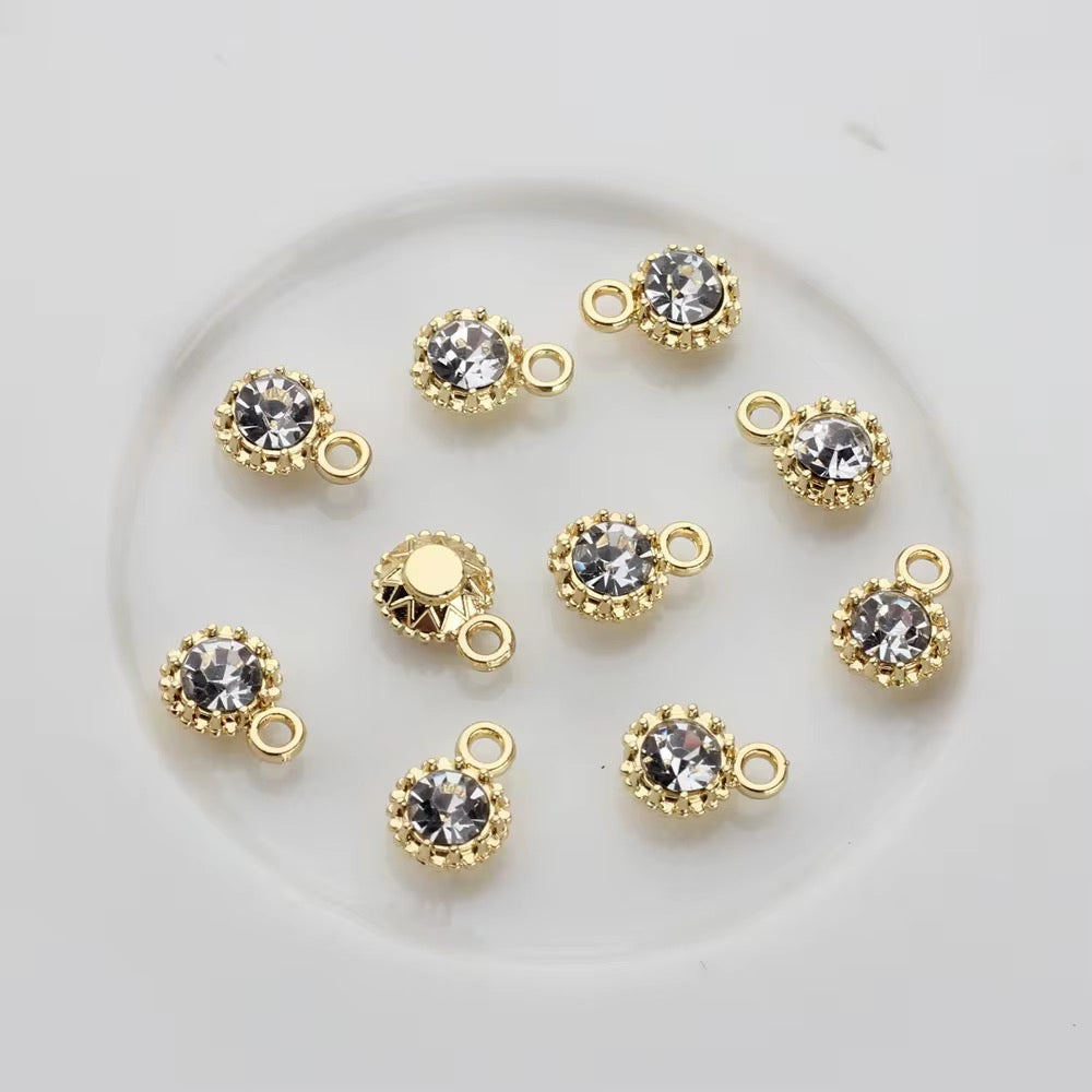 SS 3048 Tiny Zircon Charm 14k Gold plated Alloy Premium ( 1 pc ) Tarnish Resistant ( 9:7 mm )