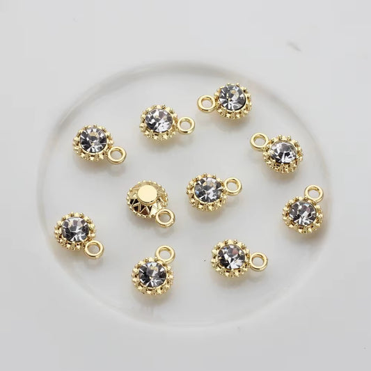 SS 3048 Tiny Zircon Charm 14k Gold plated Alloy Premium ( 1 pc ) Tarnish Resistant ( 9:7 mm )