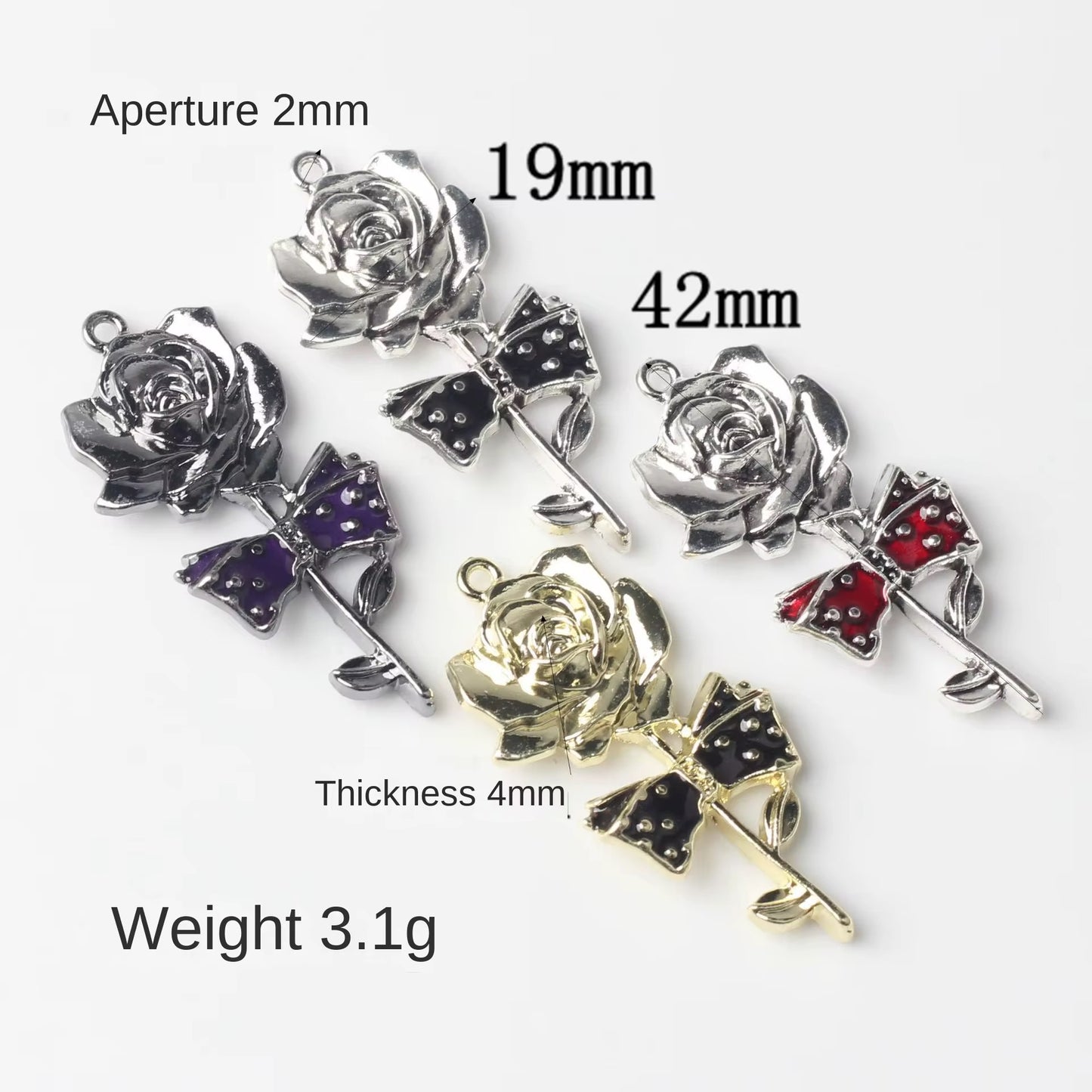 SS 3049 Rose Red bow Charm 14k Gold plated Alloy Premium ( 1 pc ) Anti Tarnish ( 19:42 mm )