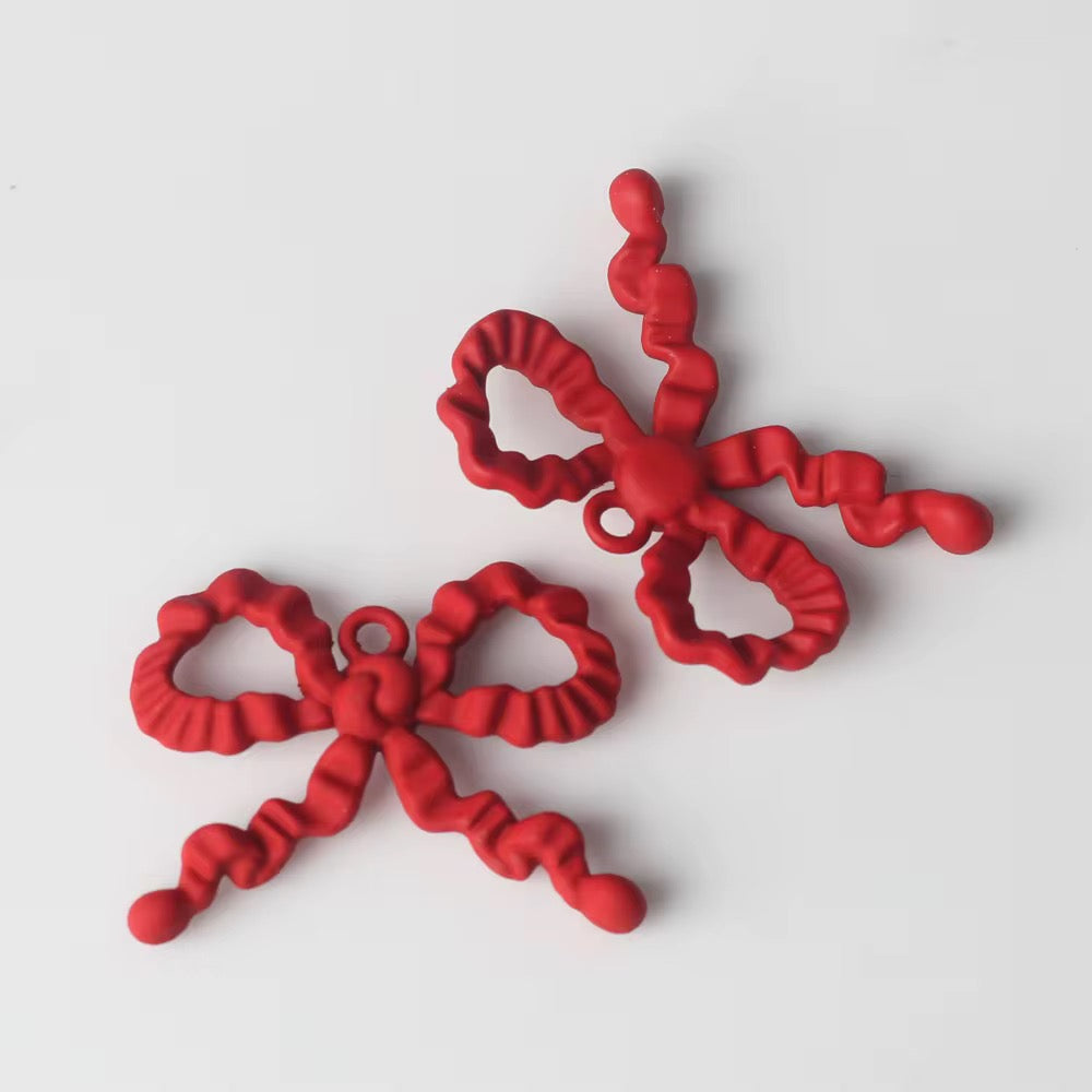 SS 3052 Red Bow Spray painted Charm 14k Gold plated Alloy Premium ( 1 pc ) Anti Tarnish ( 18:8 mm )