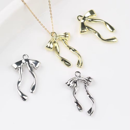 SS 3056 Bow charm 14k Gold / Silver plated Alloy Premium ( 1 pc ) Anti Tarnish ( 27:17 mm )