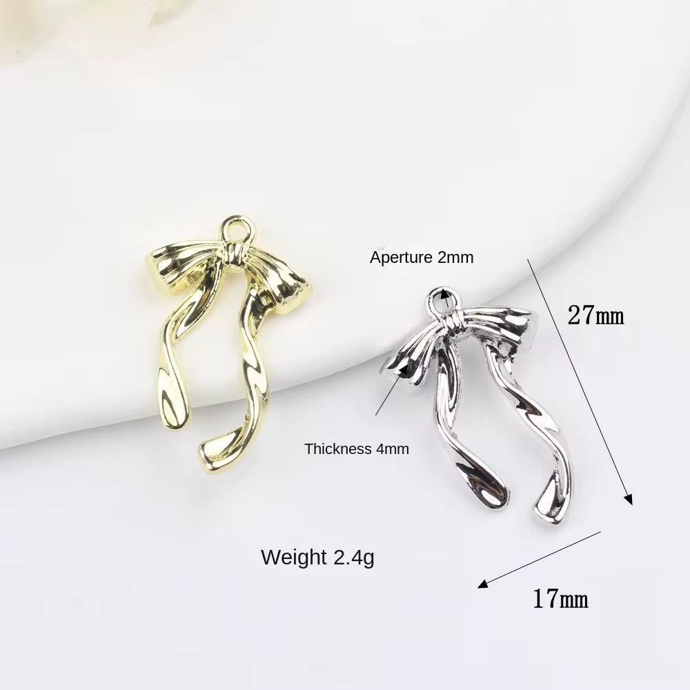 SS 3056 Bow charm 14k Gold / Silver plated Alloy Premium ( 1 pc ) Anti Tarnish ( 27:17 mm )