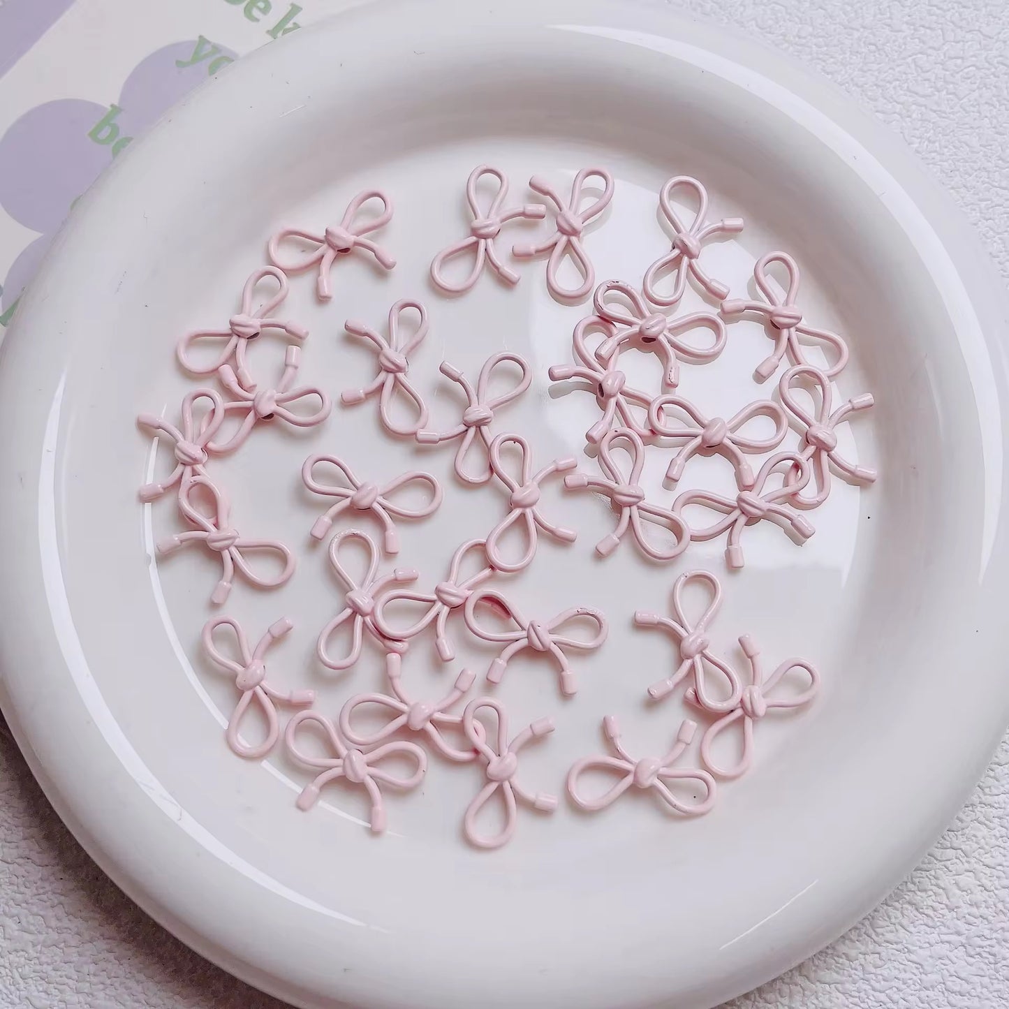 BBB 046 ( E ) Light pink Butterfly knot vertical hole bead ( 1 pc )