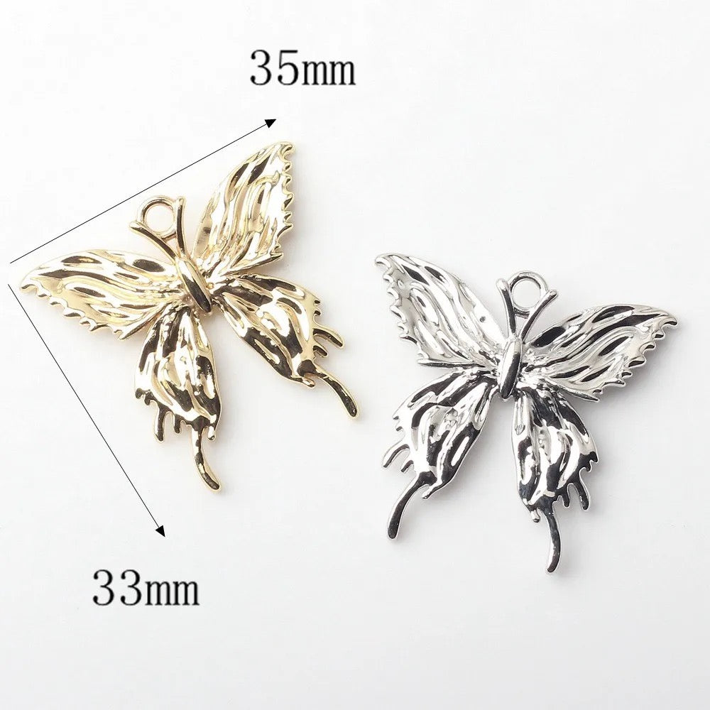 SP 1408 Butterfly alloy silver charm - per piece - tarnish resistant