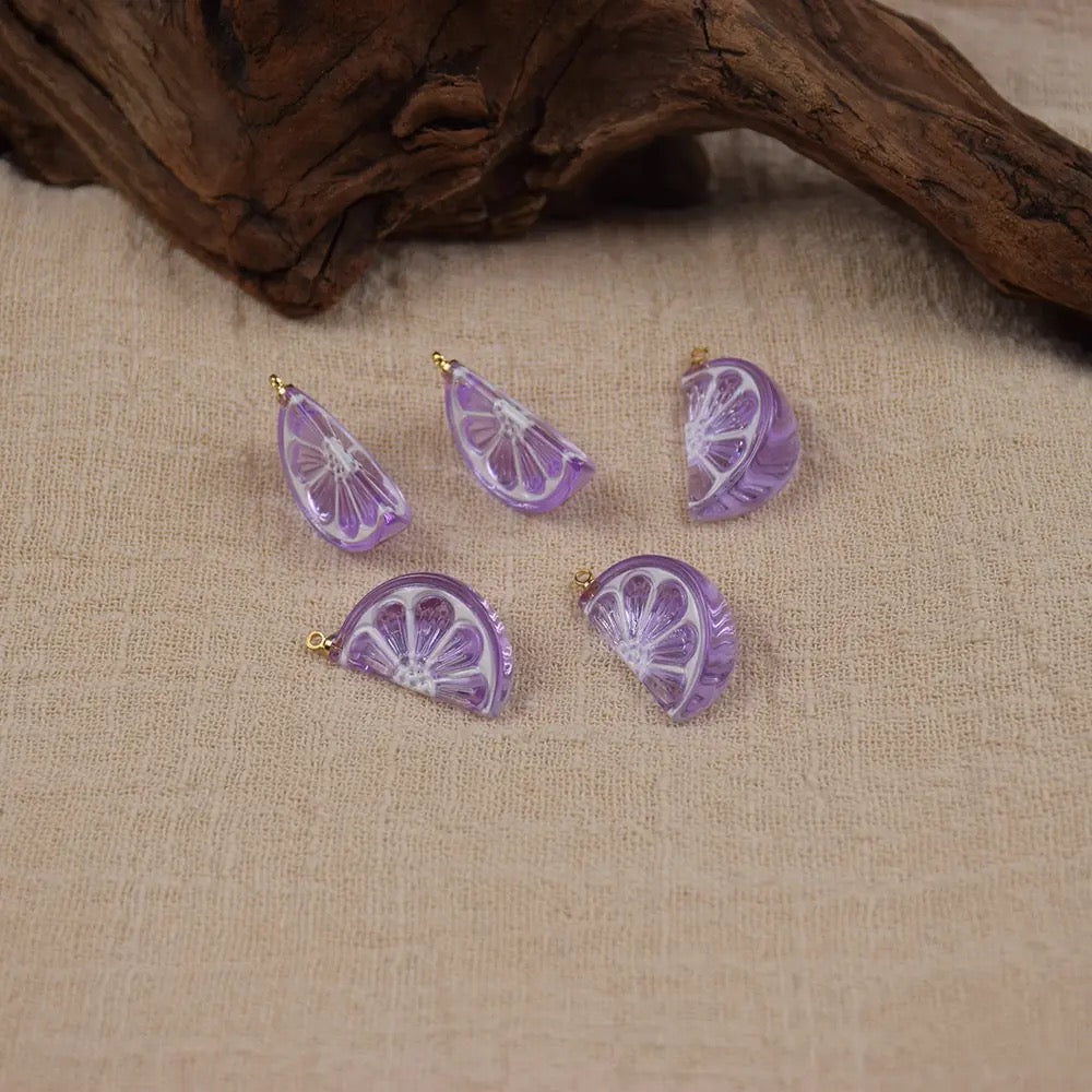 BBB 114 (B) Purple lemon charm ( 1 pc ) Anti tarnish