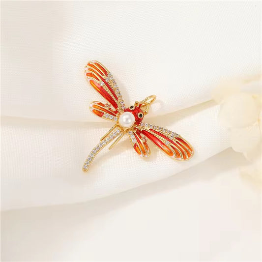 CZ 2381 Butterfly Zircon 14k gold plated charm ( 1 pc ) - anti tarnish