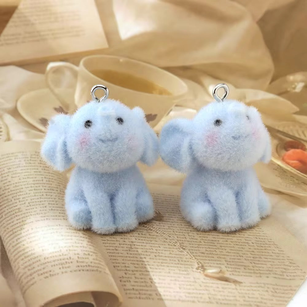 BBB 267 (t) Elephant Cute Fur 3D Flocking Resin charm ( 1 pc ) ( 30*20mm )