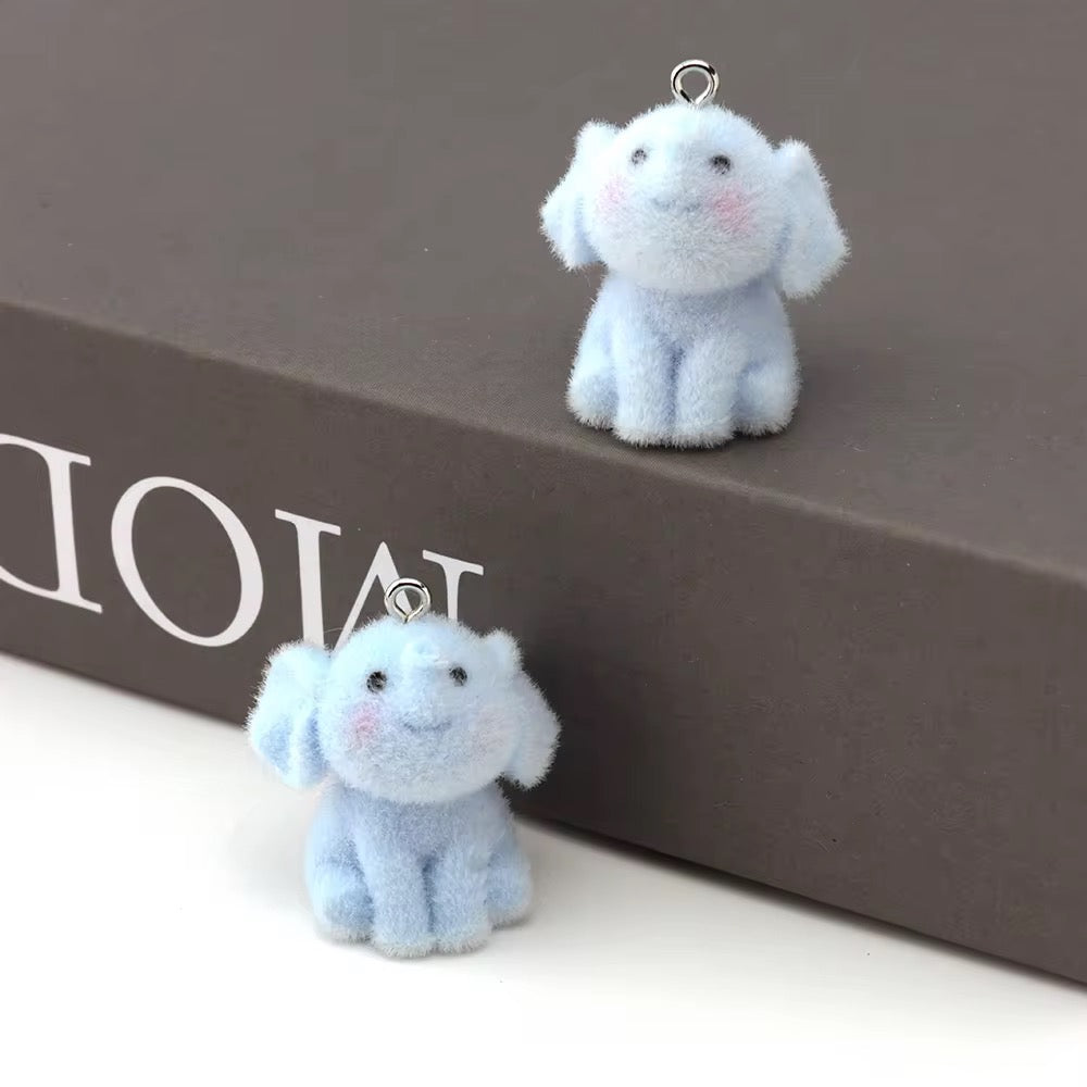 BBB 267 (t) Elephant Cute Fur 3D Flocking Resin charm ( 1 pc ) ( 30*20mm )