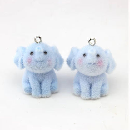 BBB 267 (t) Elephant Cute Fur 3D Flocking Resin charm ( 1 pc ) ( 30*20mm )