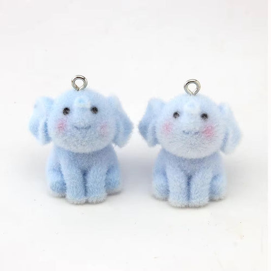 BBB 267 (t) Elephant Cute Fur 3D Flocking Resin charm ( 1 pc ) ( 30*20mm )