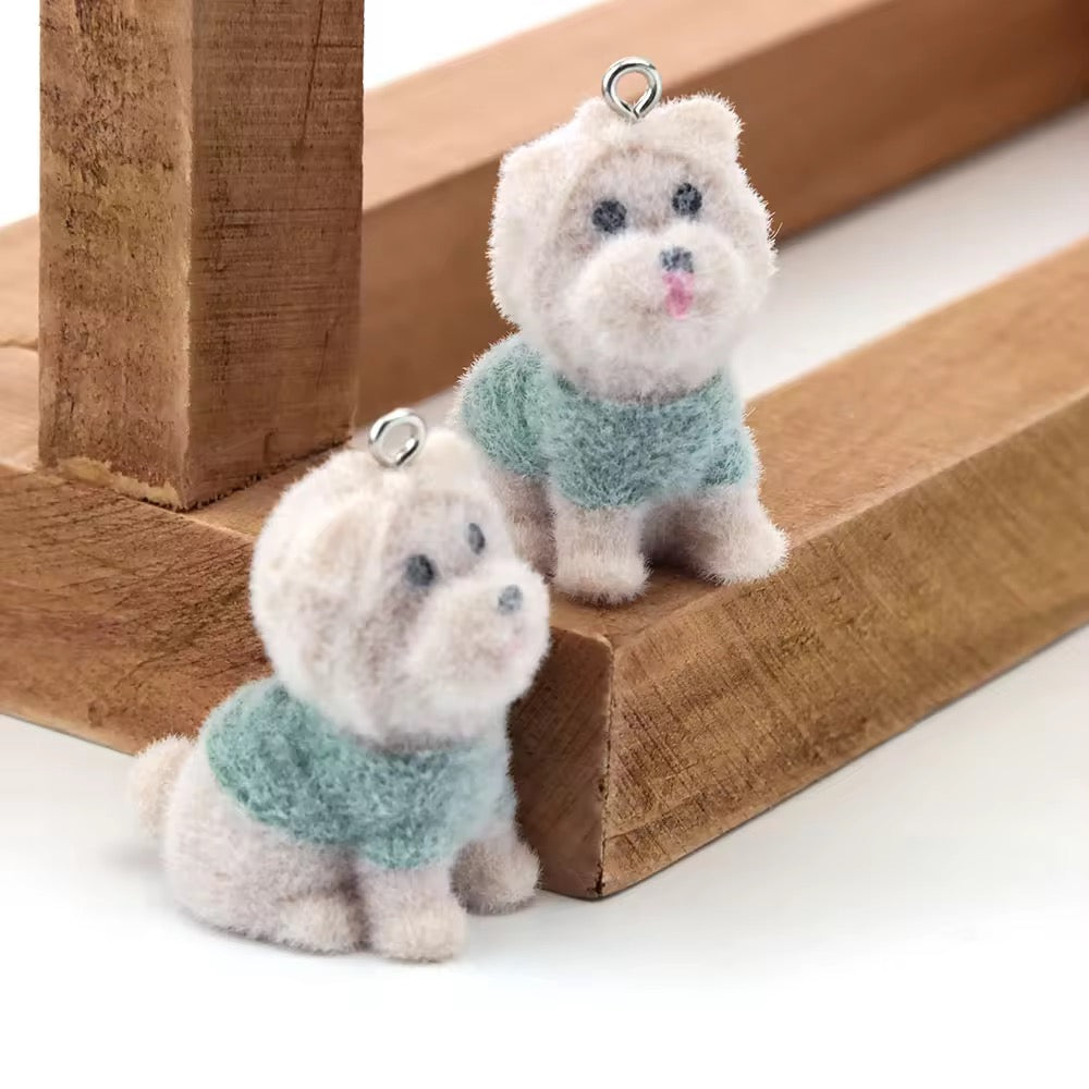 BBB 267 (v) Puppy Cute Fur 3D Flocking Resin charm ( 1 pc ) ( 35*30mm )