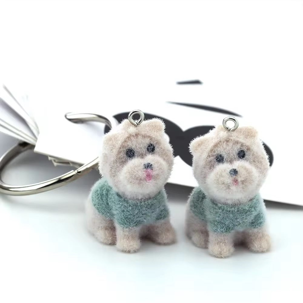 BBB 267 (v) Puppy Cute Fur 3D Flocking Resin charm ( 1 pc ) ( 35*30mm )