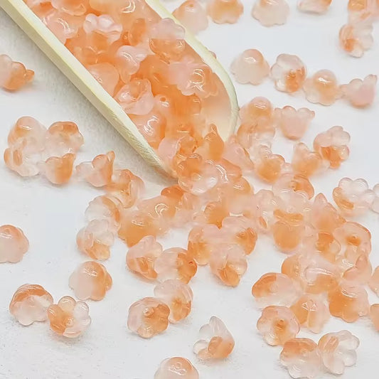 GB 606 dual tone orange flower glass bead ( 1 pc )
