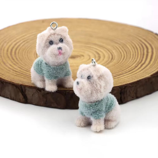 BBB 267 (v) Puppy Cute Fur 3D Flocking Resin charm ( 1 pc ) ( 35*30mm )