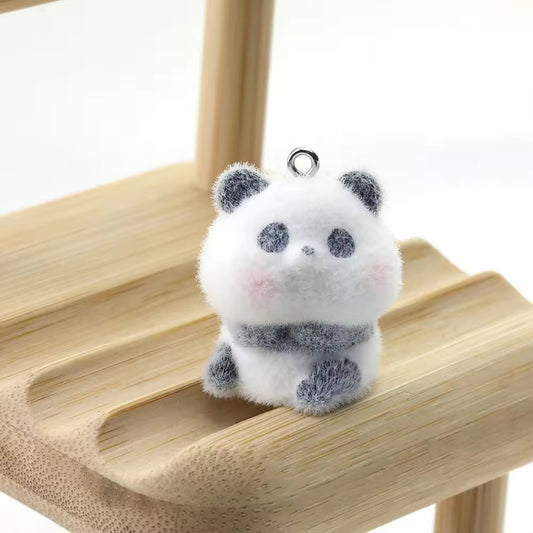 BBB 385 (a) Panda Cute Fur 3D Flocking Resin charm ( 1 pc ) ( 35*30mm )