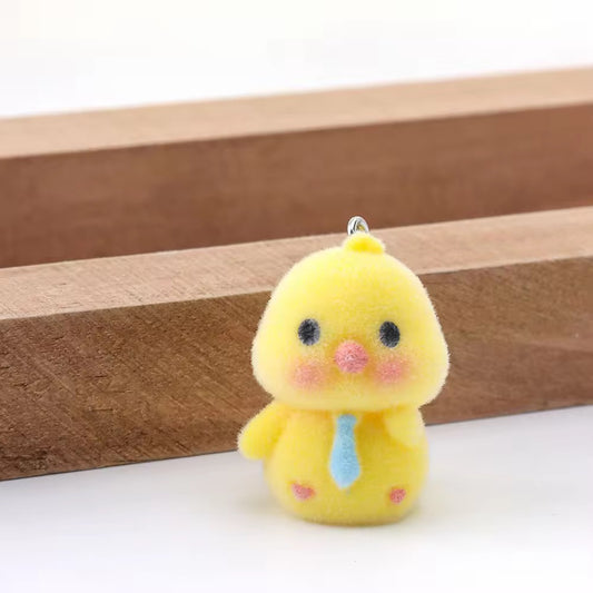 BBB 385 (b) Tie Suit Chick Cute Fur 3D Flocking Resin charm ( 1 pc ) ( 35*20mm )
