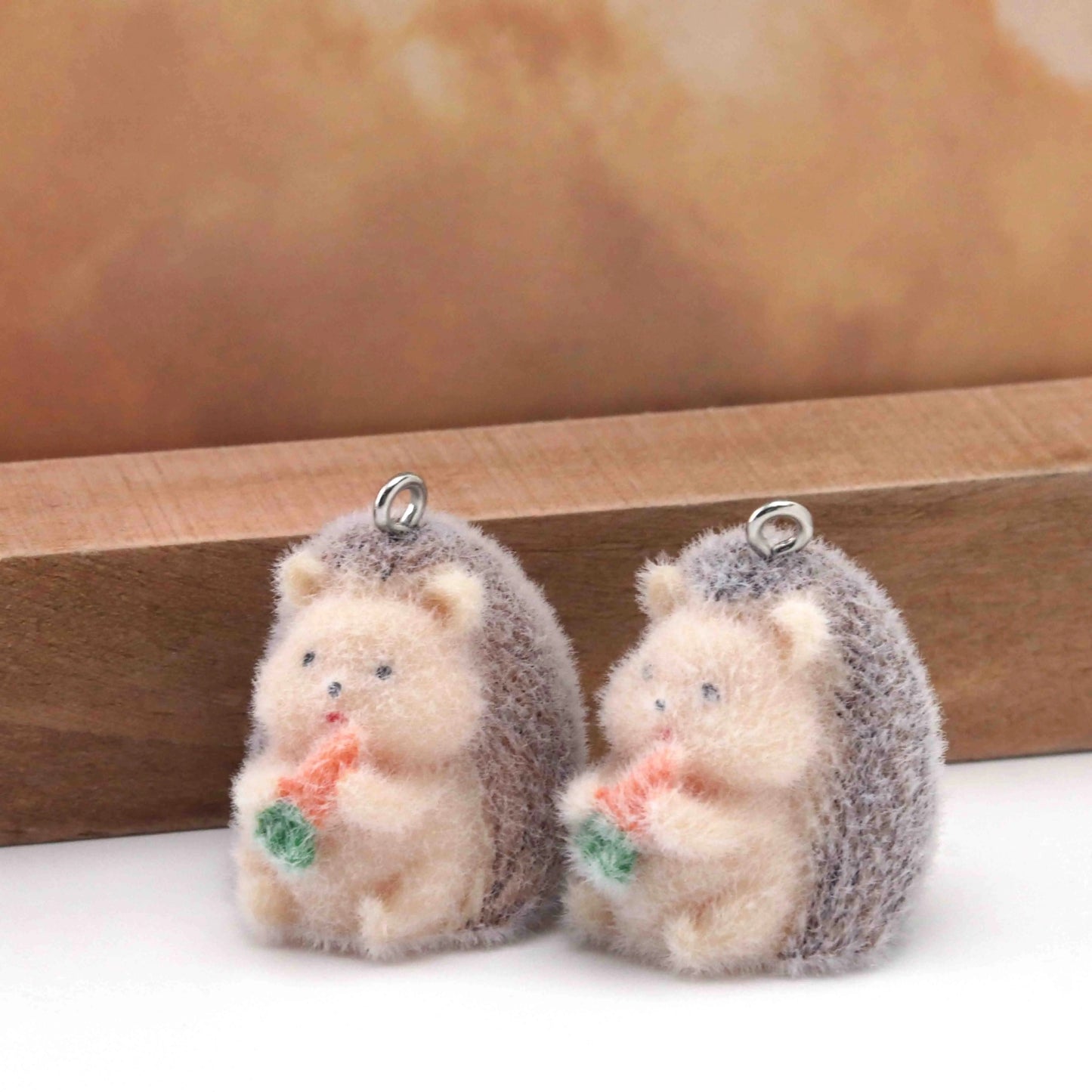 BBB 385 (c) Hedgehog Cute Fur 3D Flocking Resin charm ( 1 pc ) ( 35*30mm )