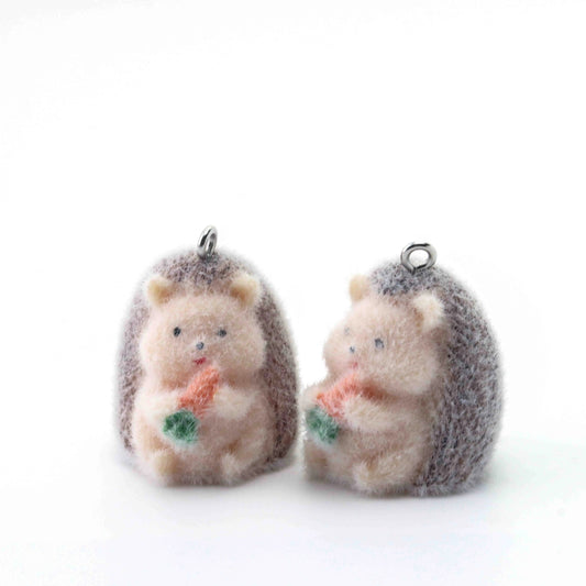 BBB 385 (c) Hedgehog Cute Fur 3D Flocking Resin charm ( 1 pc ) ( 35*30mm )