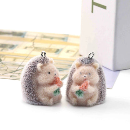 BBB 385 (c) Hedgehog Cute Fur 3D Flocking Resin charm ( 1 pc ) ( 35*30mm )