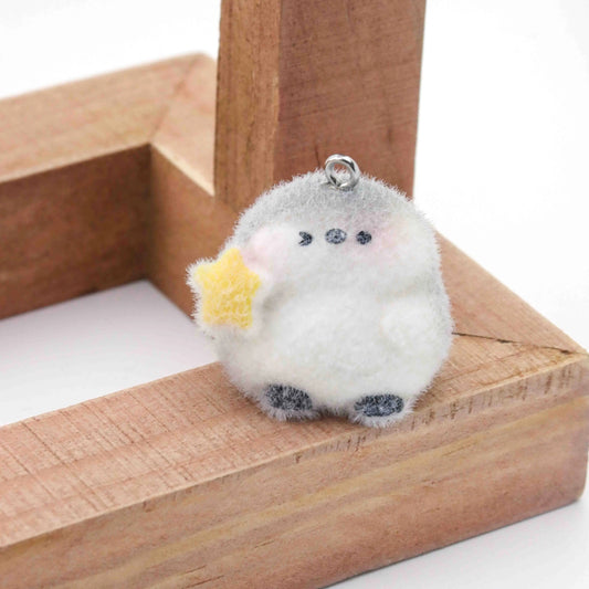 BBB 385 (e) Baby Penguin Cute Fur 3D Flocking Resin charm ( 1 pc ) ( 30 mm )