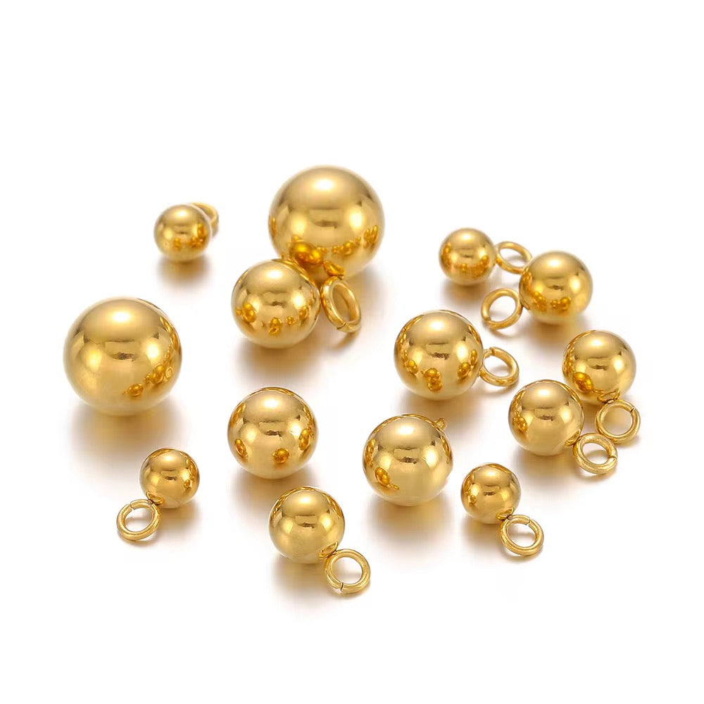 SS 3186 Ball Charm 18k Gold PVD plated 316 stainless steel ( 1 pc ) Anti tarnish ( 8 mm )