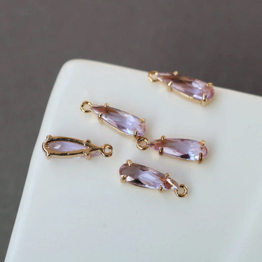 GP 1523 Crystal glass teardrop 14k gold plated charm ( 1 pc ) - anti tarnish