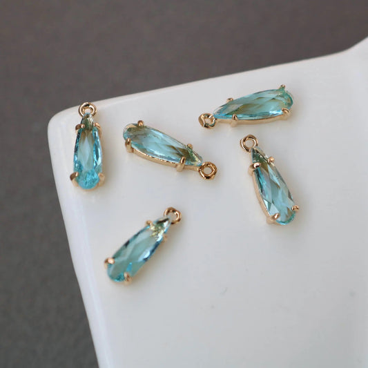 GP 1519 Crystal glass teardrop 14k gold plated charm ( 1 pc ) - anti tarnish