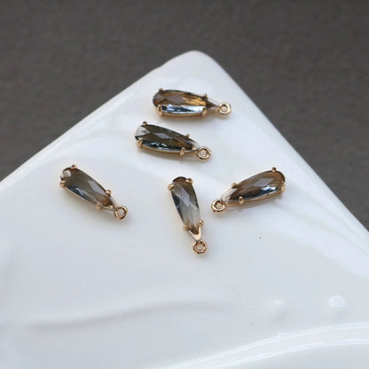 BBB 153 (B)  Crystal glass teardrop 14k gold plated charm ( 1 pc ) - anti tarnish