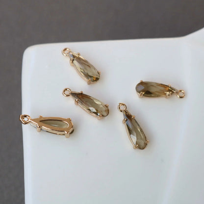 BBB 153 (A) Crystal glass teardrop 14k gold plated charm ( 1 pc ) - anti tarnish