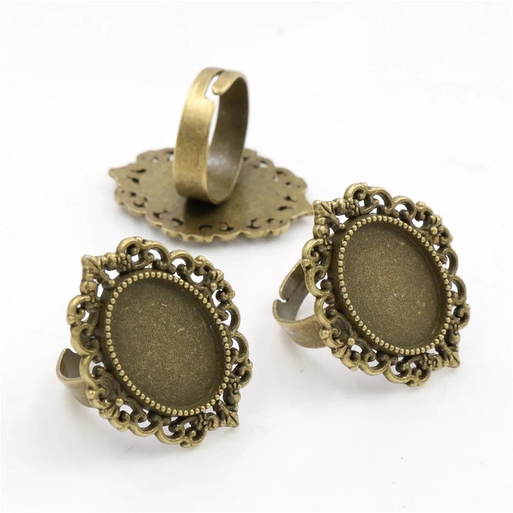 SS 1532 - Antique bronze Cabochon base Ring ( 1 pc )