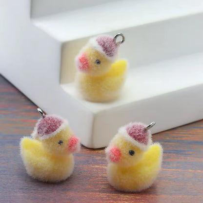 BBB 385 (h) Hat Duck Cute Fur 3D Flocking Resin charm ( 1 pc ) ( 20 mm )