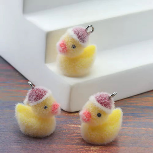 BBB 385 (h) Hat Duck Cute Fur 3D Flocking Resin charm ( 1 pc ) ( 20 mm )