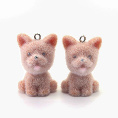 BBB 385 (i) Puppy Cute Fur 3D Flocking Resin charm ( 1 pc ) ( 30 mm )