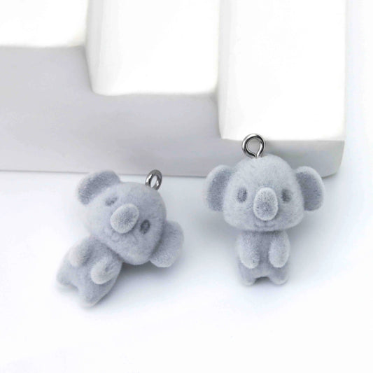 BBB 385 (j) Koala Cute Fur 3D Flocking Resin charm ( 1 pc ) ( 22 mm )