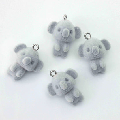 BBB 385 (j) Koala Cute Fur 3D Flocking Resin charm ( 1 pc ) ( 22 mm )