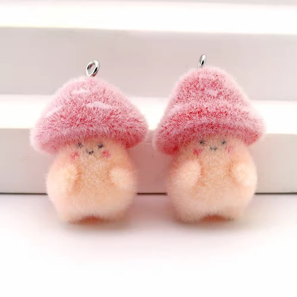 BBB 385 (p) Mushroom Cute Fur 3D Flocking Resin charm ( 1 pc ) ( 30 mm )