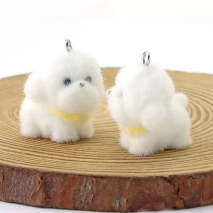 BBB 385 (q) Scarf Puppy Cute Fur 3D Flocking Resin charm ( 1 pc ) ( 30 mm )
