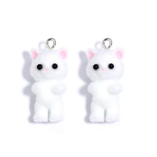 BBB 385 (u) Rabbit Cute Fur 3D Flocking Resin charm ( 1 pc ) ( 25 mm )