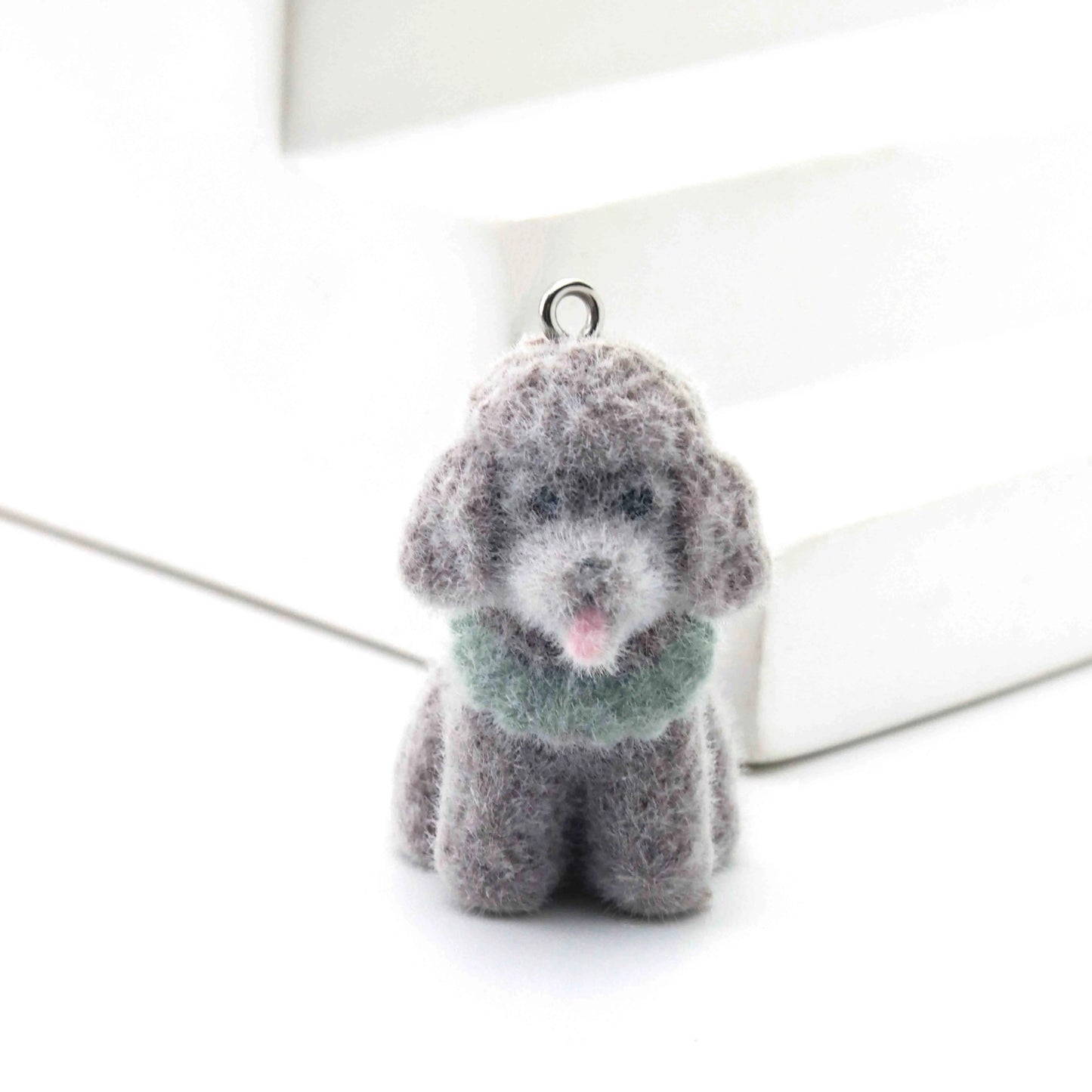 BBB 385 (t) Poodle Cute Fur 3D Flocking Resin charm ( 1 pc ) ( 30 mm )