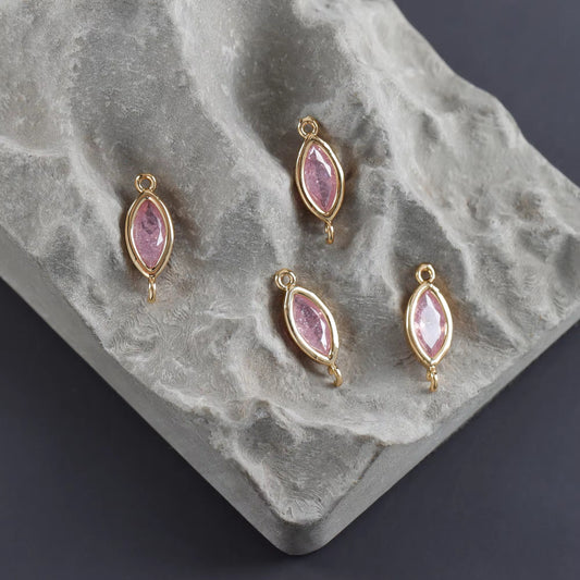CZ 2385 Pink petal Zircon connector 14k gold plated ( 1 pc ) - anti tarnish